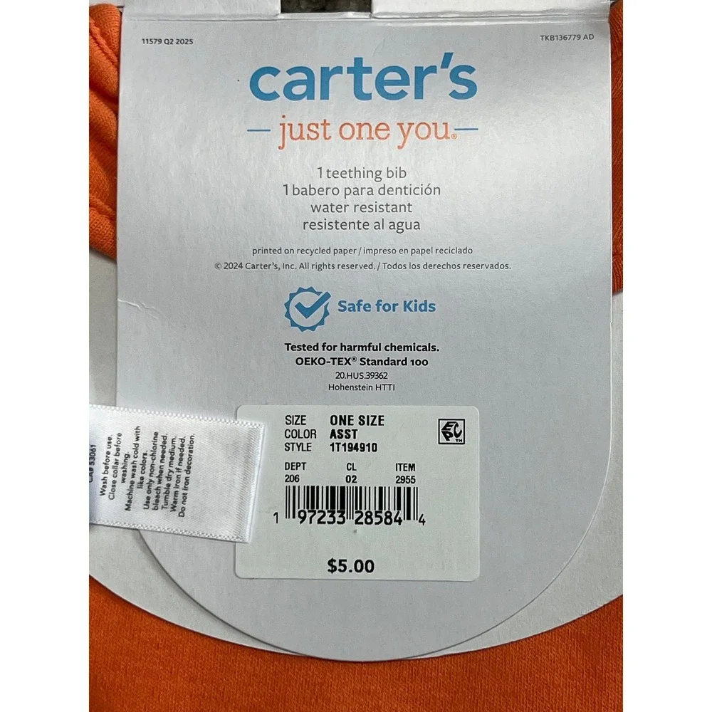 Carter's Just One You My First Halloween Bib Ghosts Orange One Size